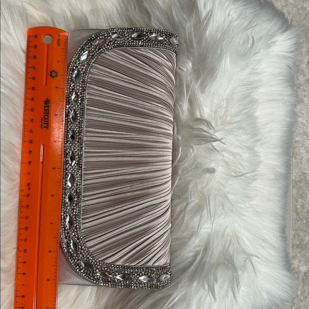 Lulu Townsend Blush Satin Magnetic Closure Evening Bag - Picture 5 of 5